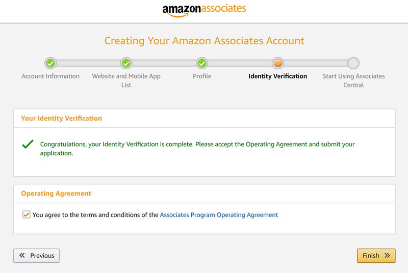 Create a free Amazon affiliate account - Step 8a